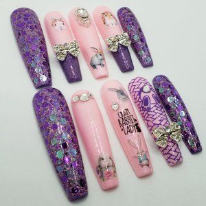 XXL Coffin-Ballerina Gel Press on Nails